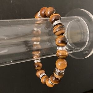 Esposito Diamonique Sterling Tiger's Eye Stretch Bracelet/Average Size/New!